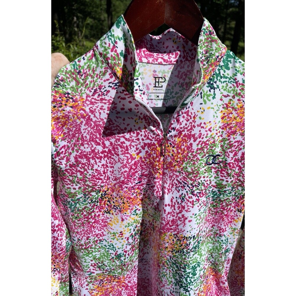 EP NY Qtr Zip Performance Golf Shirt Athletic Breathable LS Floral Preppy Lady M